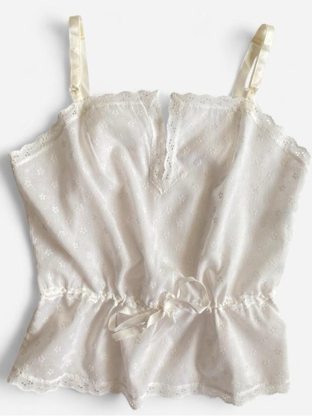 Vintage sheer white floral cami top